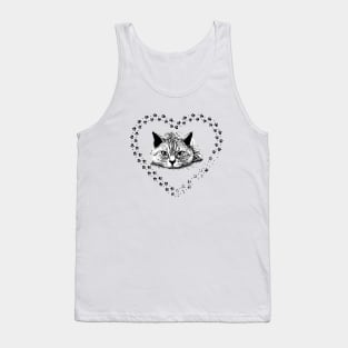 Tierno gatito en un corazón Tank Top